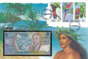 Szamoa 1990. 2T felbélyegzett borítékban, bélyegzéssel T:UNC Samoa 1990. 2 Tala in envelope with stamp and cancellation C:UNC
