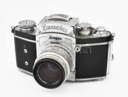 Ihagee Exakta Dresden fényképezőgép, Carl Zeiss Jena Biotar 1:2 f=5.8 cm objektívvel, bőr tokjában