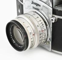 Ihagee Exakta Dresden fényképezőgép, Carl Zeiss Jena Biotar 1:2 f=5.8 cm objektívvel, bőr tokjában