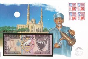 Bahrein 1973 (1996) 1/2D felbélyegzett borítékban, bélyegzéssel T:UNC  Bahrain 1973 (1996) 1/2 Dinar in envelope with stamp and cancellation C:UNC