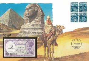 Egyiptom DN (1982-1986) 5p felbélyegzett borítékban, bélyegzéssel T:UNC Egypt ND (1982-1986) 5 Piastres in envelope with stamp and cancellation C:UNC