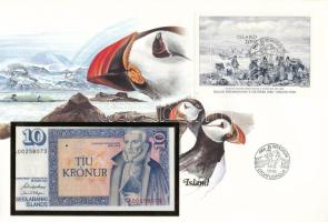 Izland 1961. 10K borítékban bélyeggel, bélyegzéssel T:UNC Iceland 1961. 10 Kronur in envelope with stamp and cancellation C:UNC