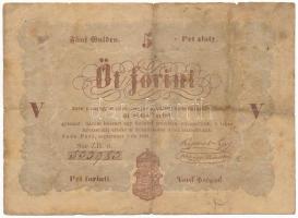 1848. 5Ft "Kossuth bankó" vörösesbarna nyomat T:VG Adamo G109