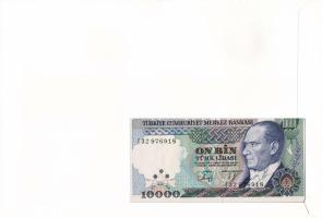 Törökország 1970. 10.000L felbélyegzett borítékban, bélyegzéssel T:UNC
Turkey 1970. 10.000 Lira in ...