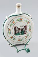 Hollóházi Sopron mintás porcelán kulacs, jelzéssel, sérüléssel, repedéssel, m:19 cm