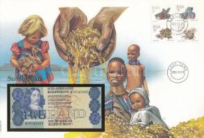 Dél-Afrika DN (1990) 2R felbélyegzett borítékban, bélyegzéssel T:UNC South-Afrika ND (1990) 2 Rand in envelope with stamp and cancellation C:UNC