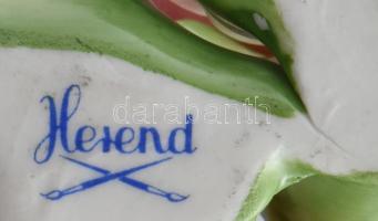 Herendi porcelán virágdísz, kézzel festett, jelzett, apró kopásnyomokkal, 7,5x7x3 cm