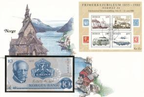 Norvégia 1977. 10K felbélyegzett borítékban, bélyegzéssel T:UNC  Norway 1977. 10 Kroner in envelope with stamp and cancellation C:UNC