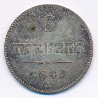 Ausztria 1849A 6kr Ag T:XF patina Austria 1849A 6 Kreuzer Ag C:XF patina Krause KM#2200