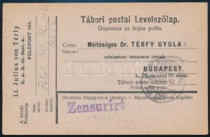 1918 Tábori posta levelezőlap &quot;TP 290&quot;