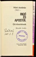 Sütő András: Rigó és apostol. ALÁÍRT! Kolozsvár, 1973, Dacia. Kiadói egészvászon kötés, papír védőbo...