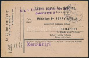 1918 Tábori posta levelezőlap K.u.k. Feldartillerie Regiment No.10. + TP 290