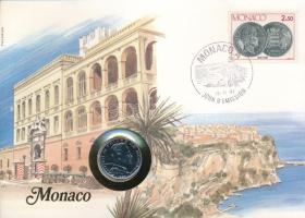 Monaco 1986. 1Fr Ni felbélyegzett borítékban, bélyegzéssel, német nyelvű tájékoztatóval T:UNC  Monaco 1986. 1 Franc Ni in envelope with stamp, cancellation and a prospectus in german C:UNC