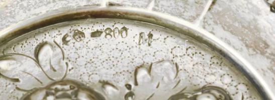 Ezüst(Ag) gyümölcsös tálka, jelzett, d: 8 cm, nettó: 40,9 g