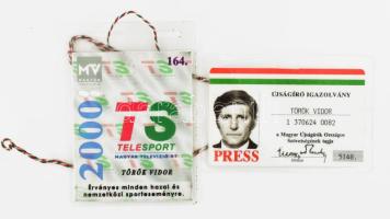 Újságíró igazolvány + Telesport belépőkártya, laminált