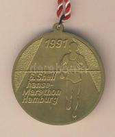 Németország 1991. "Hamburgi maraton" aranyozott érdemérem T:2 szalaggal