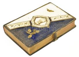 Csontberakásokkal, bakelit lapokkal, réz veretekkel énekes könyv, kopással