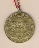 Németország 1991. "Hamburgi maraton" aranyozott érdemérem T:2 szalaggal