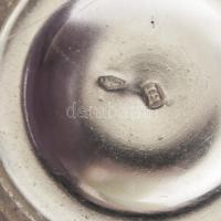 Ezüst(Ag) pohárkészlet, üvegbetéttel, 6 db, jelzett, d: 6 cm, nettó: 272,8 g