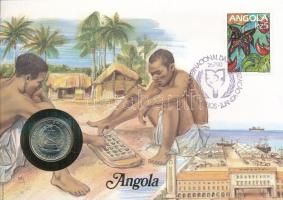 Angola 1975. 5KZ felbélyegzett borítékban, bélyegzéssel, német nyelvű leírással T:UNC  Angola 1975. 5 Kwanza in envelope with stamp and cancellation, with German description C:UNC