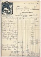 1934 Dr. Marton Sándor Színpadi Kiadóvállalatának 3 db számlája szecessziós díszítéssel, Ujházy Györ...