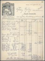 1934 Dr. Marton Sándor Színpadi Kiadóvállalatának 3 db számlája szecessziós díszítéssel, Ujházy Györ...