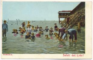 Venezia, Venice; Saluti dal Lido / beach, bathers