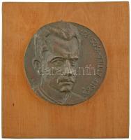 Adorjáni Endre (1950-) 1988. "József Attila 1905-1937" bronz emlékérem fatáblára szegezve (120mm) T:AU