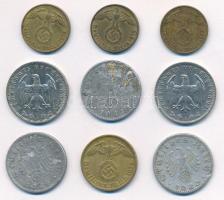 Német Harmadik Birodalom 1936-1937. 1M Ni (2xklf, A verdejel) + 1938-1939. 5pf Al-bronz (E és J verd...