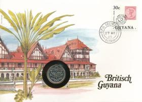 Guyana 1985. 25c, felbélyegzett borítékban, bélyegzéssel, német nyelvű leírással T:1 Guyana 1985. 25 Cents in envelope with stamp and cancellation, with German description C:UNC