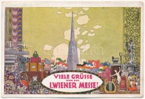 Wien, Vienna, Bécs; Grüsse von der I. Wiener Messe / International Trade Fair in Vienna. Verlag A. Göth. Art Nouveau (EK)