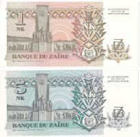 Zaire 1993. 1NZ + 5NZ T:UNC 
Zaire 1993. 1 Nouveau Zaire + 5 Nouveau Zaire C:UNC