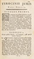 [Mező-szegedi Szegedi János (1699-1770)] Joannes Szegedi: Tripartitum juris Hungarici tyrocinium, ju...