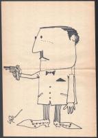 Kertész N. László (1943-2002): Karikatúrák, 5 db. Filc, papír, jelzés nélkül, 29,5×20,5 cm