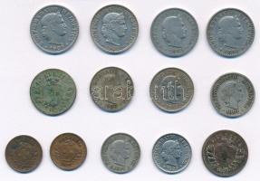 Svájc 1881-1939. 1r bronz (2xklf) + 2r bronz (2xklf) + 5r Ni és Cu-Ni (2xklf) + 10r Cu-Ni (3xklf) + ...