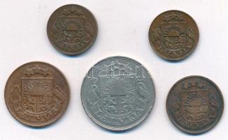 Lettország 1922. 2s bronz + 1922. 5s bronz + 1922. 50s Ni + 1926. 1s bronz (2x) T:XF-F
Latvia 1922....
