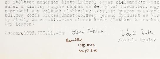 1980-1982-1998 László Gyula (1910-1998) régész-történész, képzőművész részére (3 db), és Dienes Istv...