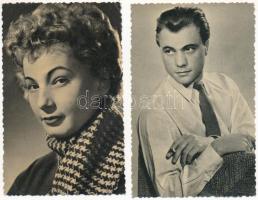 19 db MODERN postatiszta magyar képeslap: színészek, balettáncosok, filmjelenetek 60-as évekből, Soó...