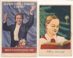 18 db MODERN magyar szocreál retro képeslap vegyes minőségben: grafikai lapok, Gönczi nyuszisok, néh...