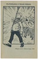1924 Felvonulnak a dalos diákok. Magyar Jövő Dalosverseny. Magyar Jövő Levelezőlapok 15. sz. / Hungarian boy scout art postcard, boy scout music band s: Márton L. (EK)