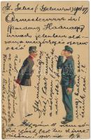 1901 Magyar katonák / Hungarian soldiers, military art. Kosmos litho s: Geiger R.