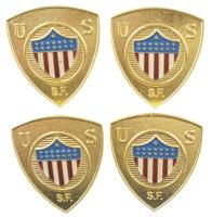 Amerikai Egyesült Államok DN "US SF" festett fém jelvény (34x36mm) (4db) T:UNC,AU USA ND "US SF" painted metal badge (34x36mm) (4pcs) C:UNC,AU
