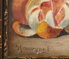 Haeryng Pál (?-?), működött feltehetően a XX. sz. első felében: Csendélet narancsokkal. Olaj, vászon...