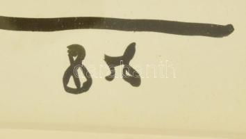 BM (?) jelzéssel: Csendélet. Tus, papír. Üvegezett fakeretben. 28x19 cm