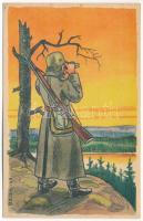 Finn katonai művészlap / Finnish soldier, military art postcard. B.E.U-n. - 43. (fl)