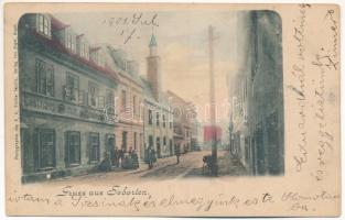 1901 Sobedruhy, Soborten (Teplice, Teplitz); Gasthaus zum goldenen Löwen. Photographie von K. A. Richter, Verlag von Sigm. Bloch / street view, inn (EK)