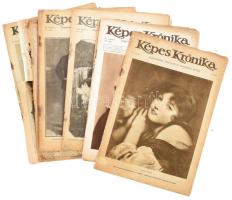 cca 1923-29 Képes Krónika hetilap 7 db szórványszáma, tűzés mentén kissé foltos, apró sérülésekkel