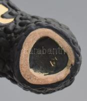 Király Károly: Háromágú mécsestartó, mázas kerámia. Jelzés nélkül, apró kopásnyomokkal, sérüléssel, ...