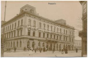 Prostejov, Prossnitz; Fr. Sukup, M. Fleischer, Zahradnicek, F. Rozkos shops, photo. J. Horák fotograf