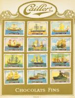 cca 1900 Chocolats Peter Cailler`s Kohler Nestlé`s csokoládégyárak és -márkák album, beragasztott gy...